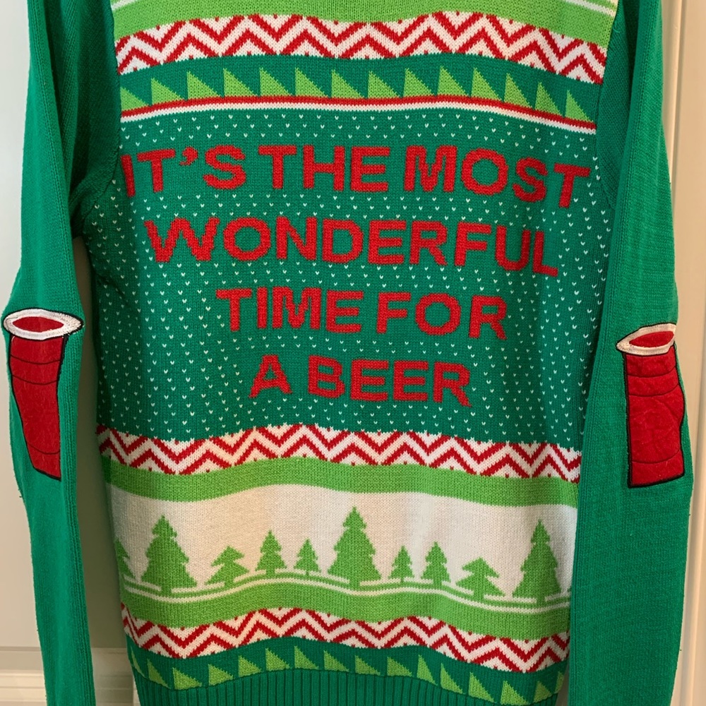 Spencer’s Gifts Ugly Christmas Sweater Most Wonderful Time For Beer Size Small - Picture 3 of 6